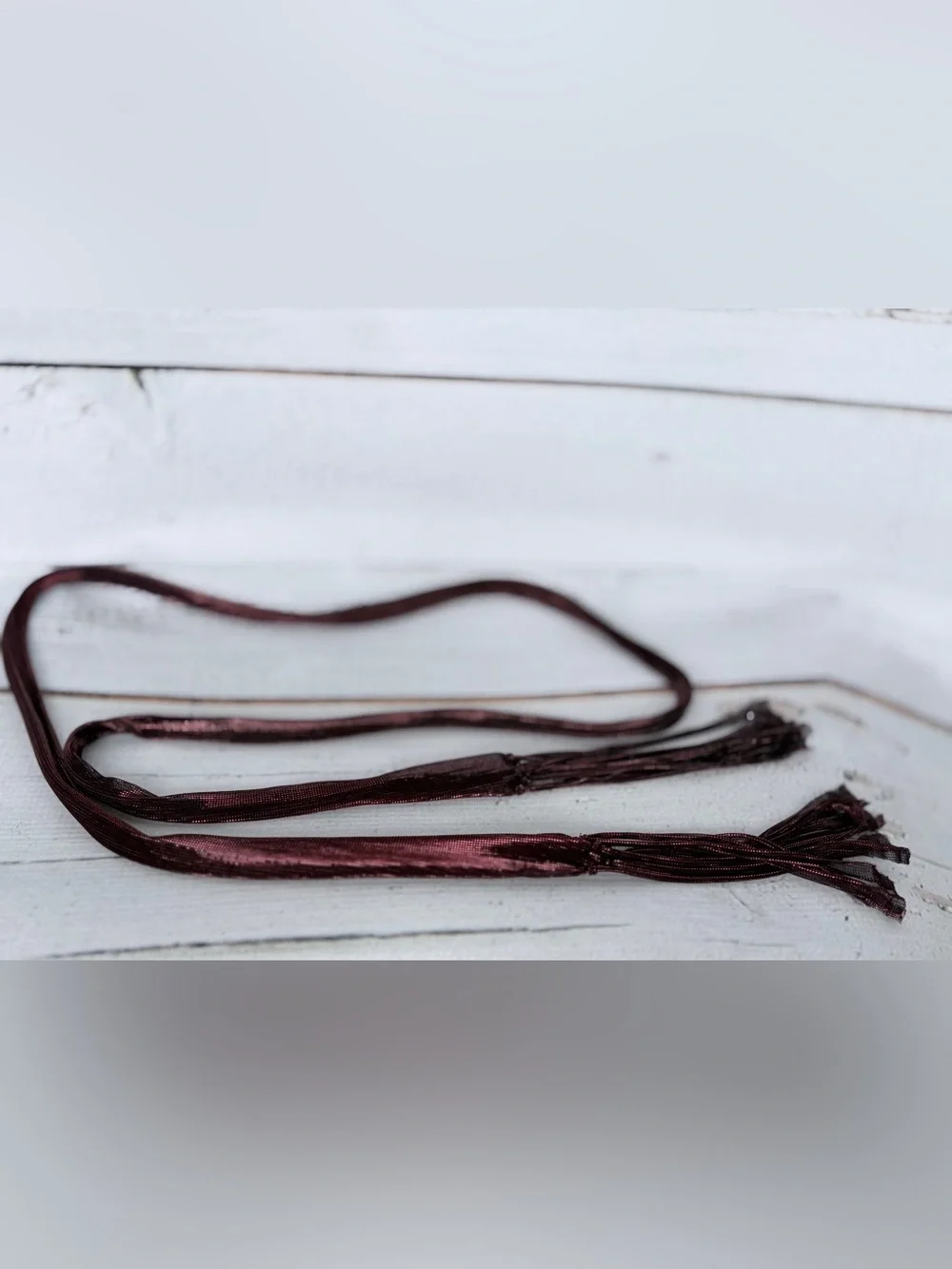 True Vintage Metallic Burgundy Braided Lariat Rope Belt with Fringe Tassels